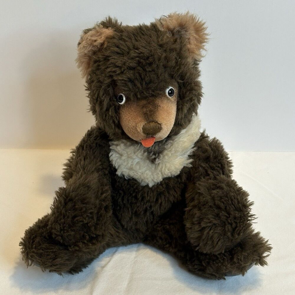 Vintage Teddy Bear Plush Mohair Jointed Arms Handmade No Tags